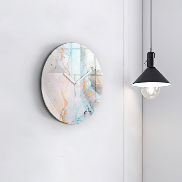 Round glass wall clock Abstract painting