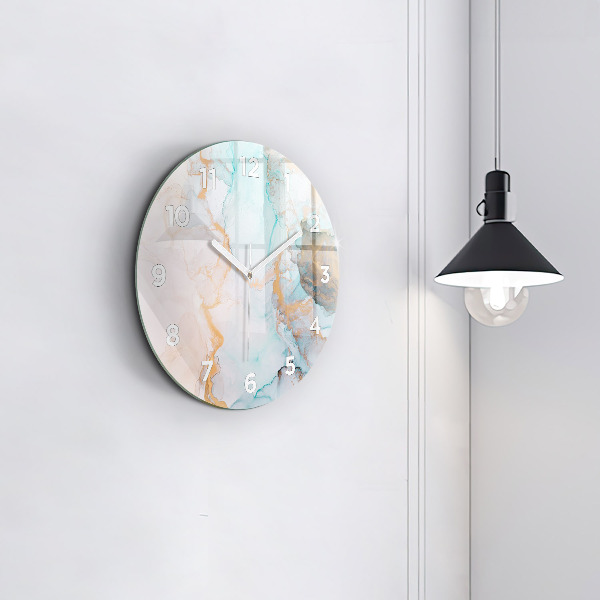 Round glass wall clock Abstract painting