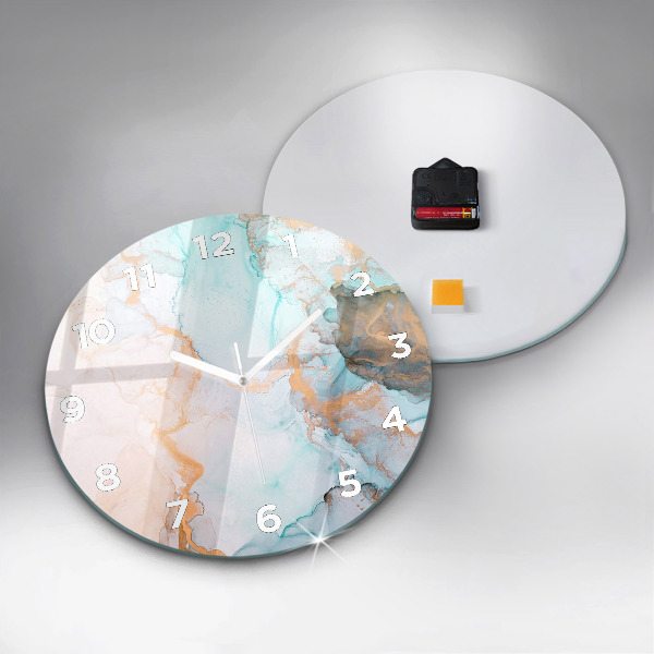 Round glass wall clock Abstract painting