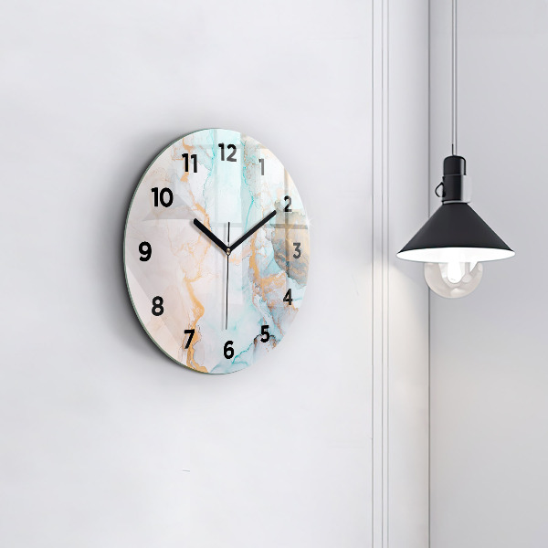 Round glass wall clock Abstract painting