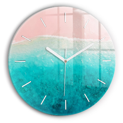 Round glass wall clock Beach sea sand