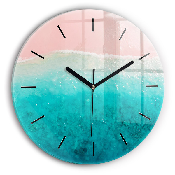 Round glass wall clock Beach sea sand
