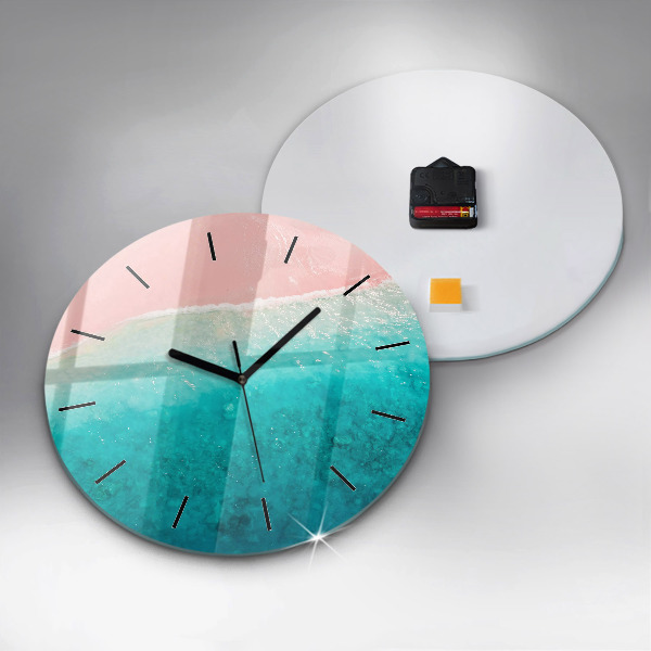 Round glass wall clock Beach sea sand