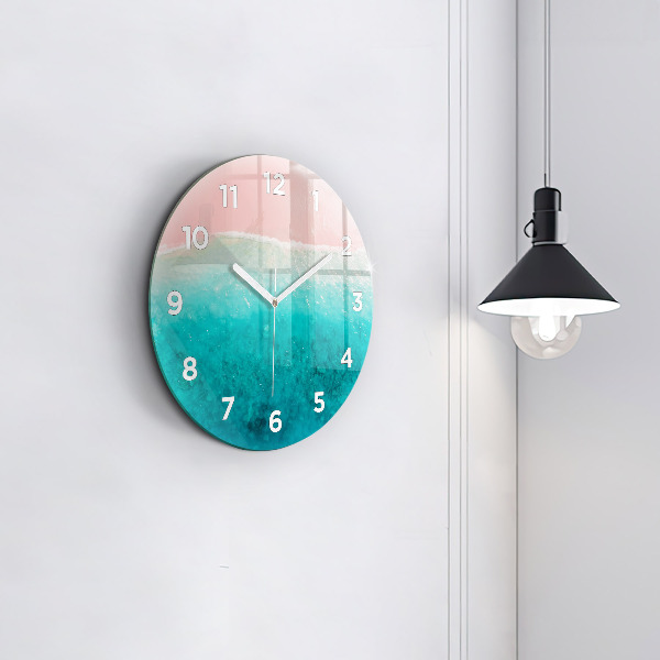 Round glass wall clock Beach sea sand