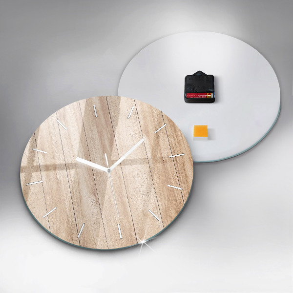 Round glass wall clock Wooden texture