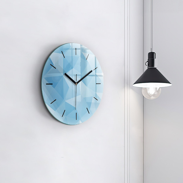 Round glass wall clock Triangles abstract