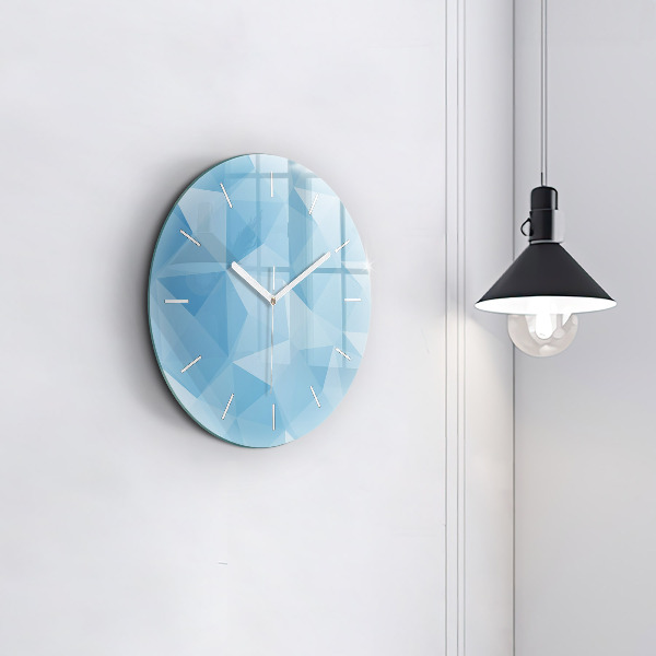 Round glass wall clock Triangles abstract