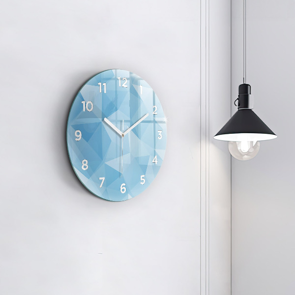 Round glass wall clock Triangles abstract