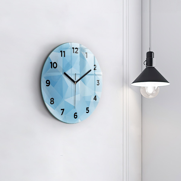 Round glass wall clock Triangles abstract