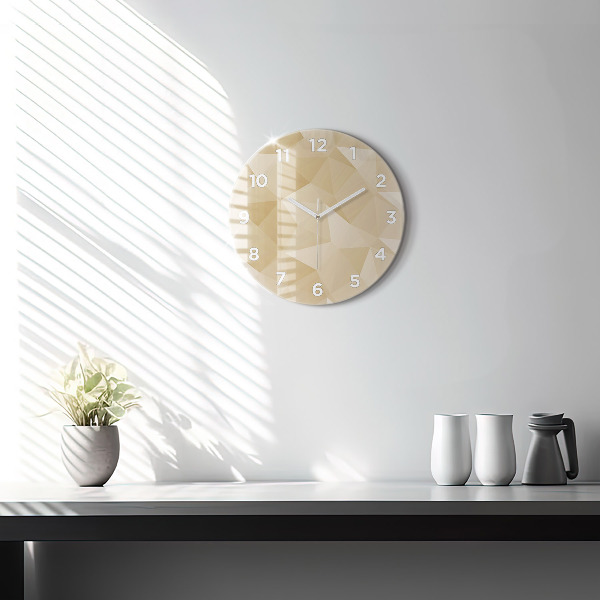 Round glass wall clock Triangles abstract