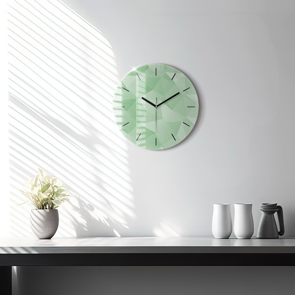 Round glass wall clock Triangles abstract
