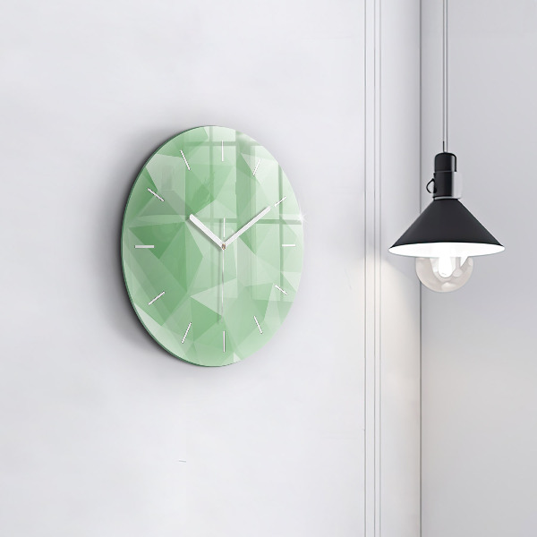 Round glass wall clock Triangles abstract