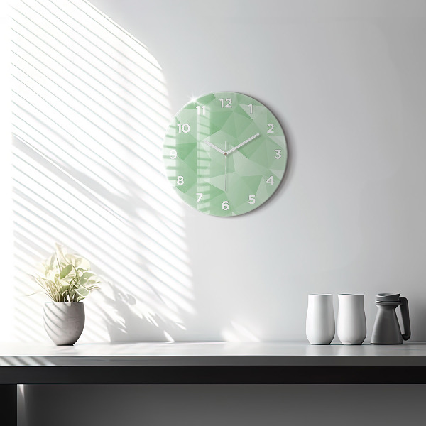 Round glass wall clock Triangles abstract