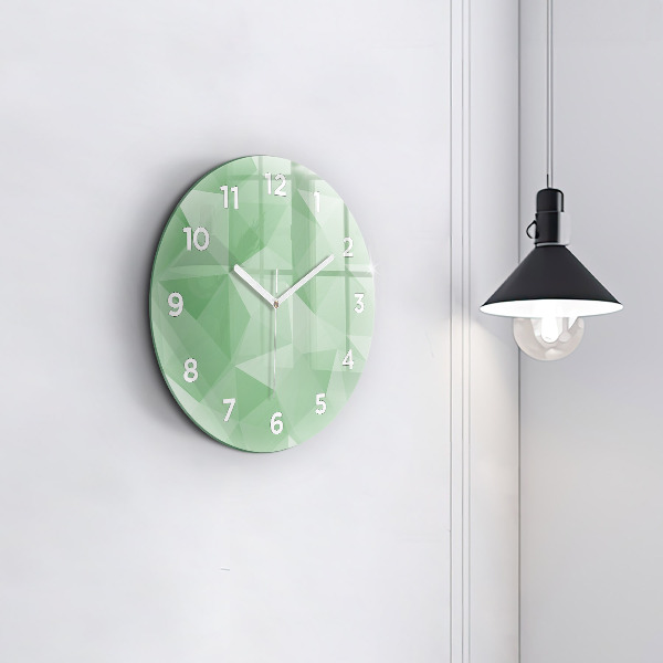 Round glass wall clock Triangles abstract