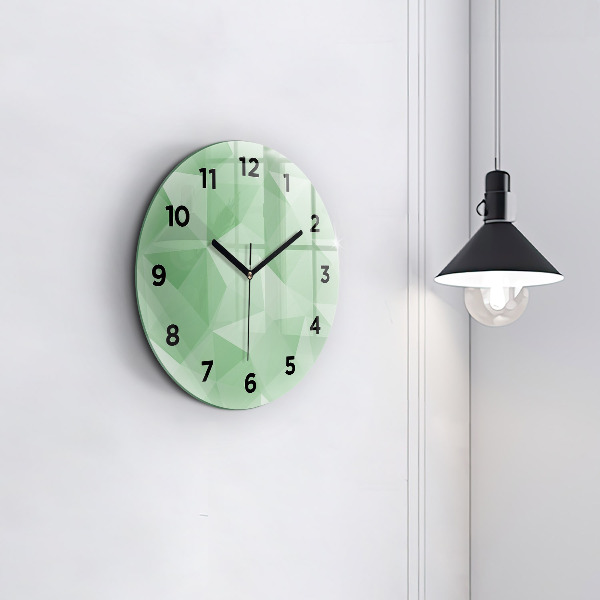 Round glass wall clock Triangles abstract