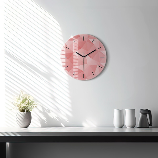 Round glass wall clock Triangles abstract