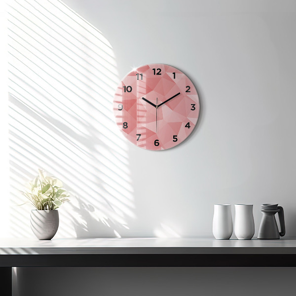 Round glass wall clock Triangles abstract
