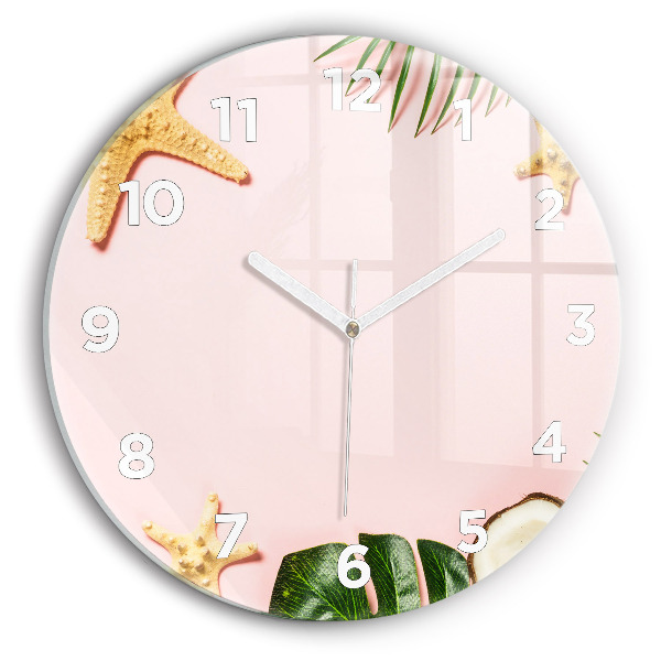 Round glass wall clock Summer mood