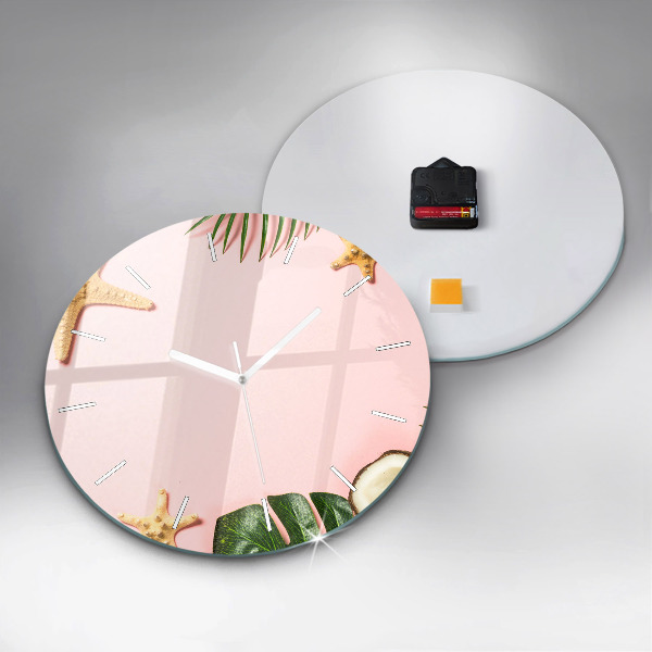 Round glass wall clock Summer mood