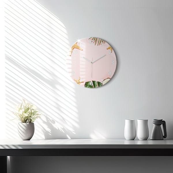 Round glass wall clock Summer mood