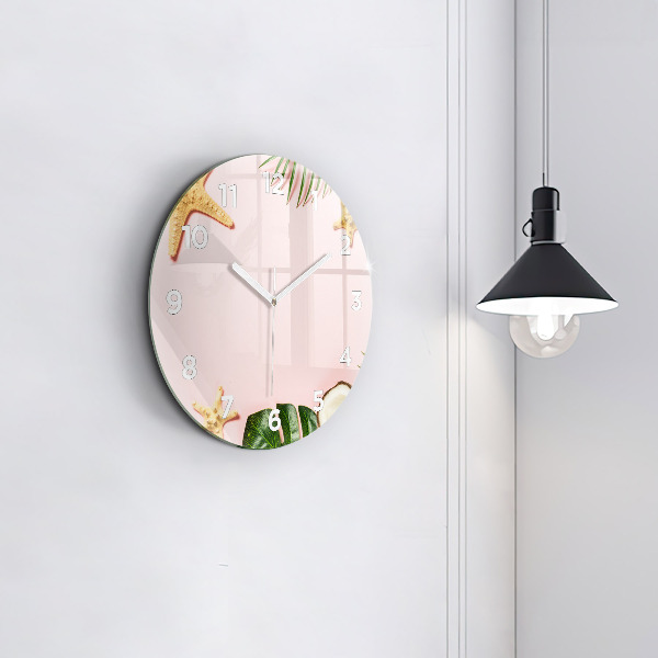 Round glass wall clock Summer mood