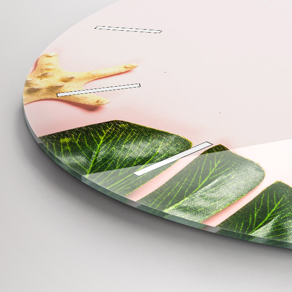 Round glass wall clock Summer mood