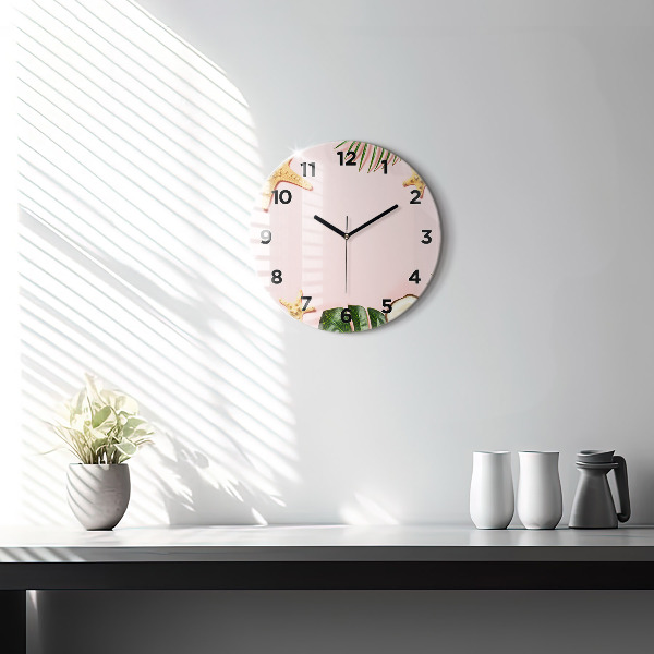Round glass wall clock Summer mood