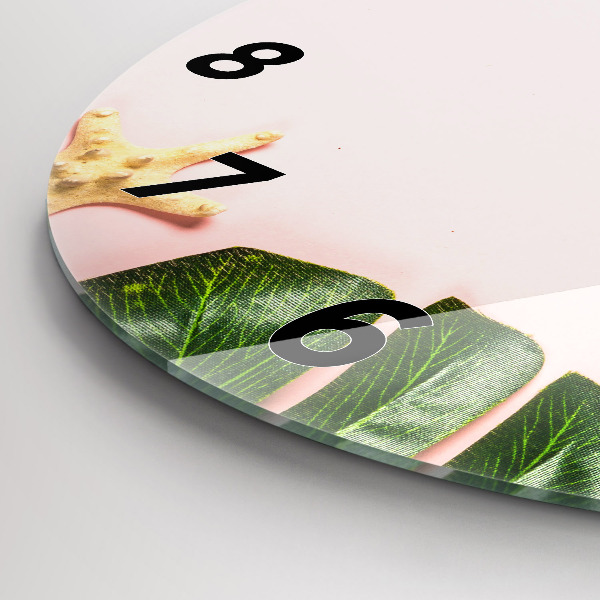 Round glass wall clock Summer mood