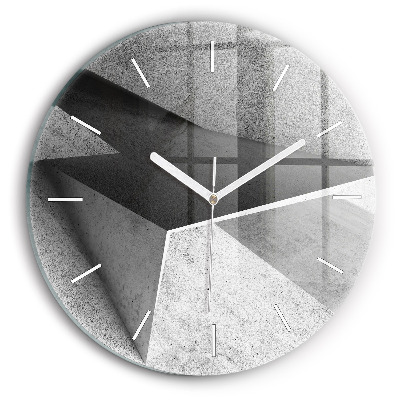 Round glass wall clock Abstraction triangles