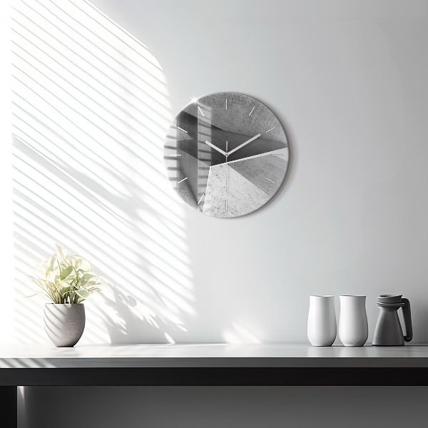 Round glass wall clock Abstraction triangles