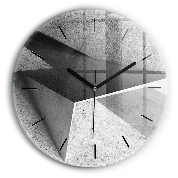 Round glass wall clock Abstraction triangles