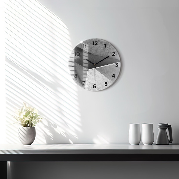 Round glass wall clock Abstraction triangles