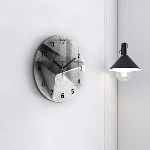 Round glass wall clock Abstraction triangles