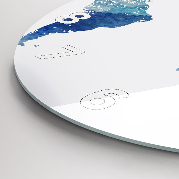 Round glass wall clock World map