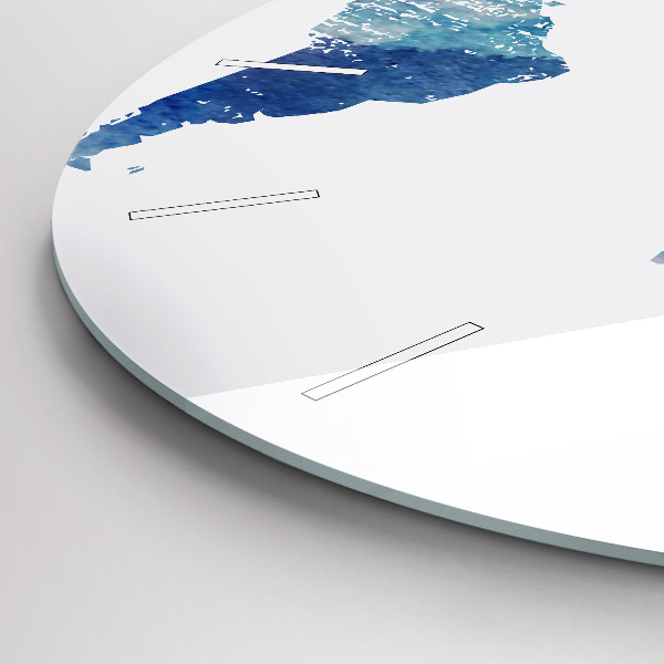 Round glass wall clock World map