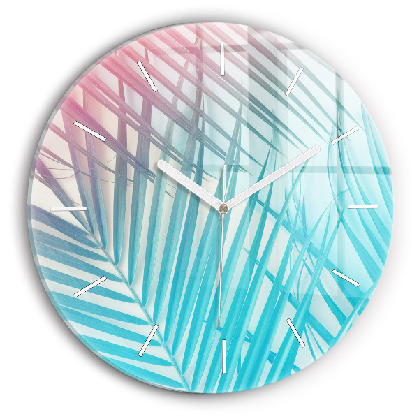 Round glass wall clock Tropical palm tree