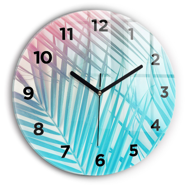 Round glass wall clock Tropical palm tree