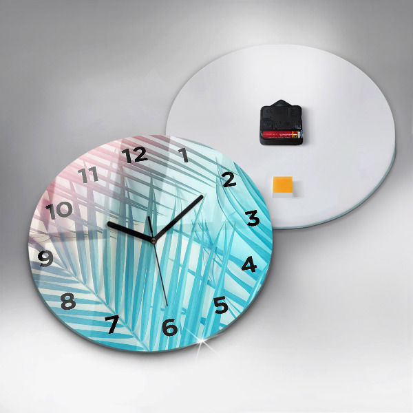 Round glass wall clock Tropical palm tree