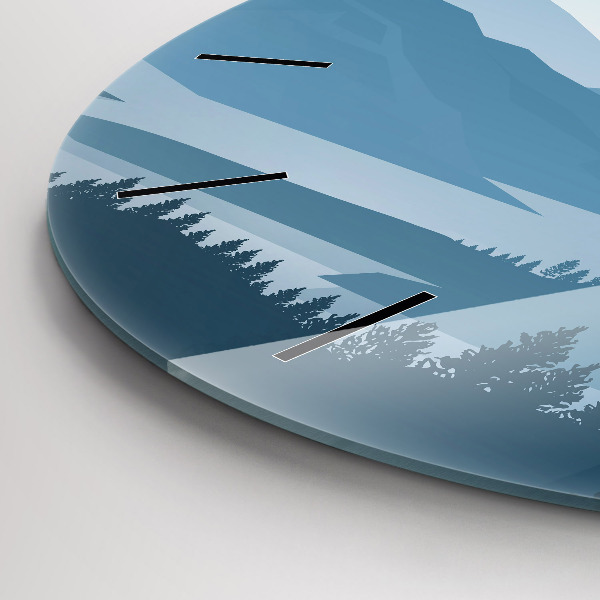 Round glass wall clock Mountain Landscape