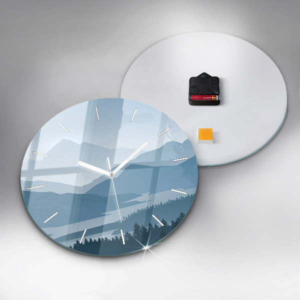 Round glass wall clock Mountain Landscape
