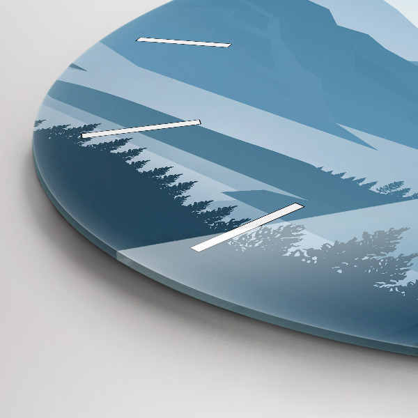 Round glass wall clock Mountain Landscape