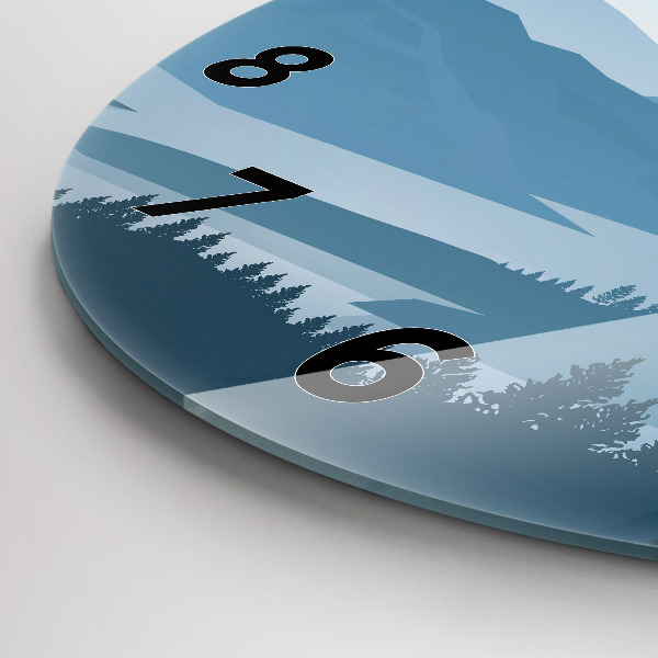 Round glass wall clock Mountain Landscape