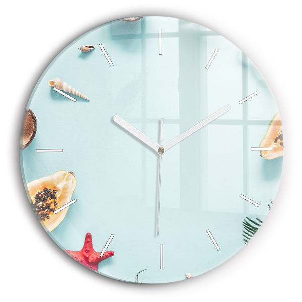 Round glass wall clock Holiday composition