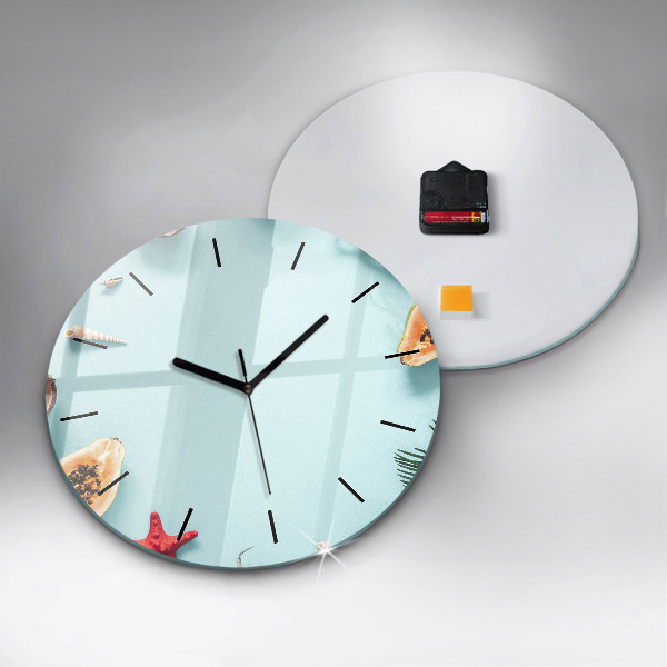 Round glass wall clock Holiday composition