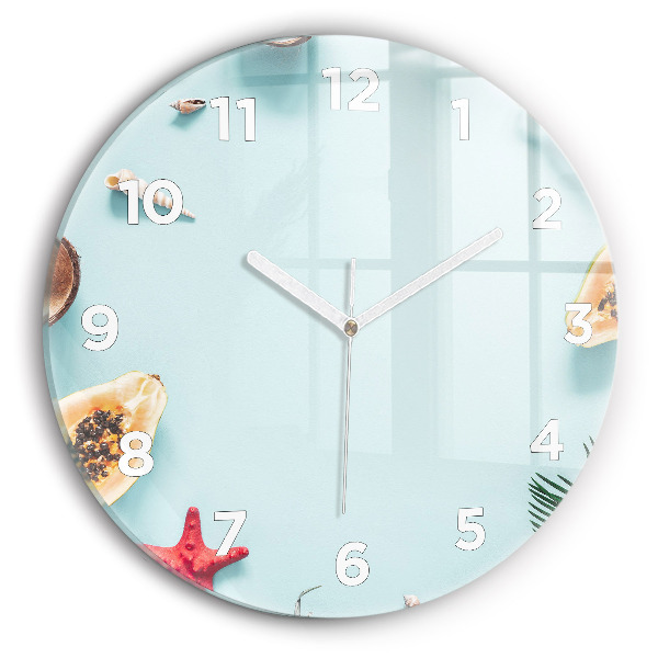Round glass wall clock Holiday composition