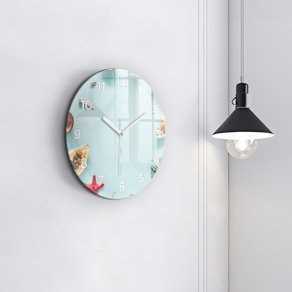 Round glass wall clock Holiday composition
