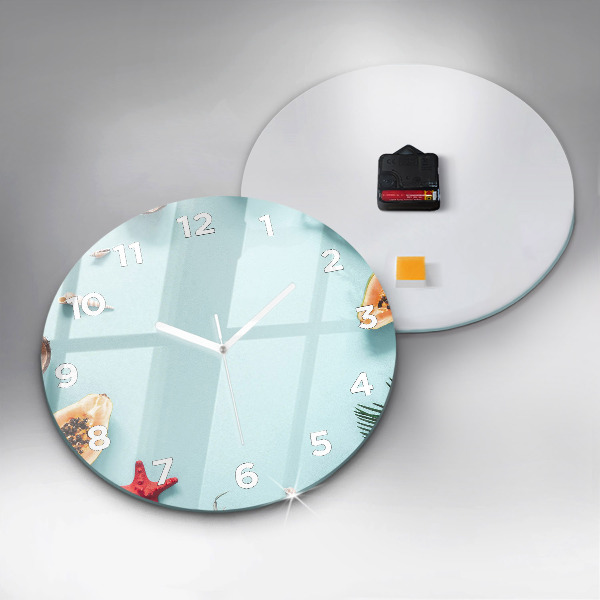 Round glass wall clock Holiday composition
