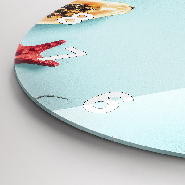 Round glass wall clock Holiday composition