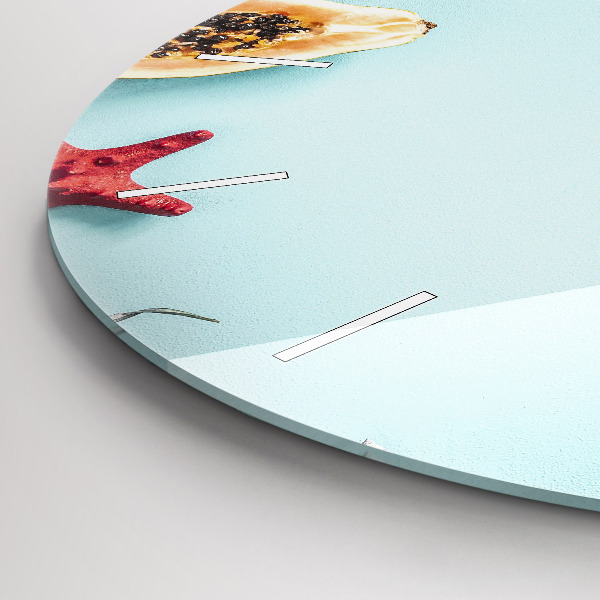 Round glass wall clock Holiday composition