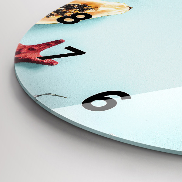 Round glass wall clock Holiday composition